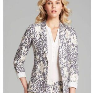 Joie leopard print linen blazer jacket beige plum